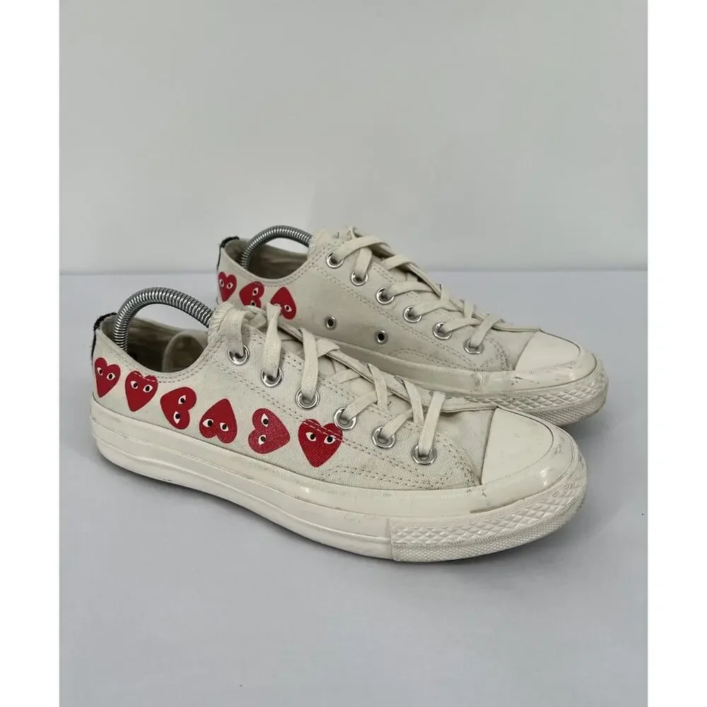 Converse Chuck Low Comme Des Garcons Play Heart Size 8 Women's White 162975C